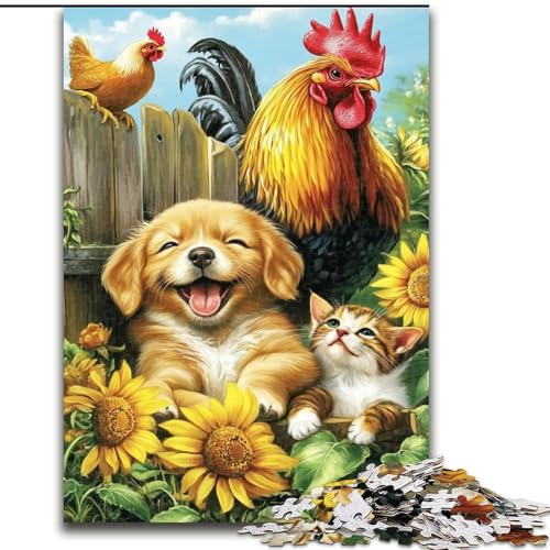 Puzzle 1000 Teile für Teenager, Bauernhof, Katze und Hund, Spiele, Spielzeug, Geschenk, einzigartige Geburtstags- und Geschenkideen für Kinder ab 14 Jahren (Größe 50x75cm) von MLADSOEHK