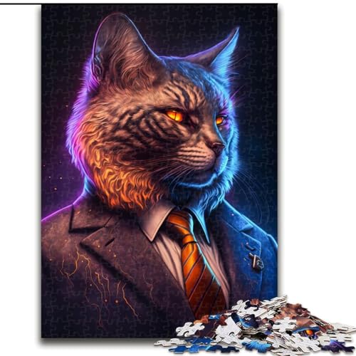 Puzzle 1000 Teile für Teenager, Boss-Katze im Anzug, Spiele, Spielzeug, Geschenk, einzigartige Geburtstags- und Geschenkideen für Kinder ab 14 Jahren (Größe 50x75cm) von MLADSOEHK
