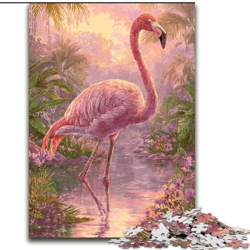 Puzzle 1000 Teile für Teenager, Dschungel-Flamingo, für Kinder ab 14 Jahren, jedes Teil ist einzigartig – lustiges und herausforderndes Spiel für die ganze Familie, tolles Geschenk (Größe 50x75cm) von MLADSOEHK