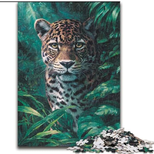 Puzzle 1000 Teile für Teenager, Dschungelleopard, für Kinder ab 14 Jahren, jedes Teil ist einzigartig – lustiges und herausforderndes Spiel für die ganze Familie, tolles Geschenk (Größe 50x75cm) von MLADSOEHK
