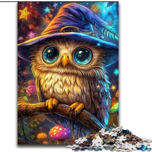 Puzzle 1000 Teile für Teenager, Eulen-Zauberer, als Lernspiel, Herausforderungsspielzeug, einzigartige Heimdekoration und Geschenke (Größe 50x75cm) von MLADSOEHK