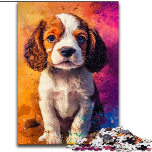 Puzzle 1000 Teile für Teenager, Geschenke, Ölgemälde mit Welpen, für Lernspiele, Herausforderungsspielzeug, einzigartige Heimdekoration und Geschenke (Größe 50x75cm) von MLADSOEHK