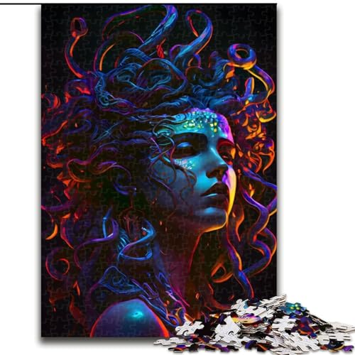 Puzzle 1000 Teile für Teenager, Geschenke Neon Medusa, für Lernspiele, Herausforderungsspielzeug, einzigartige Heimdekoration und Geschenke (Größe 26x38cm) von MLADSOEHK