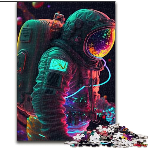 Puzzle 1000 Teile für Teenager, Geschenke für Neon-Astronauten, für Lernspiele, Herausforderungsspielzeug, einzigartige Heimdekoration und Geschenke (Größe 26x38cm) von MLADSOEHK