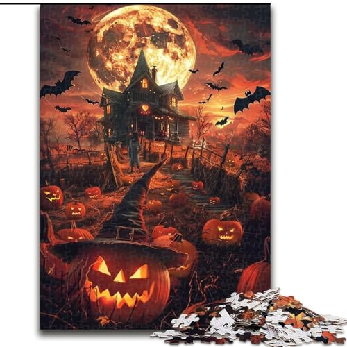Puzzle 1000 Teile für Teenager, Halloween-Schloss, für 14+, für Familienspaß & Spieleabend, Künstlersammlung, Bildende Kunst (Größe 26x38cm) von MLADSOEHK