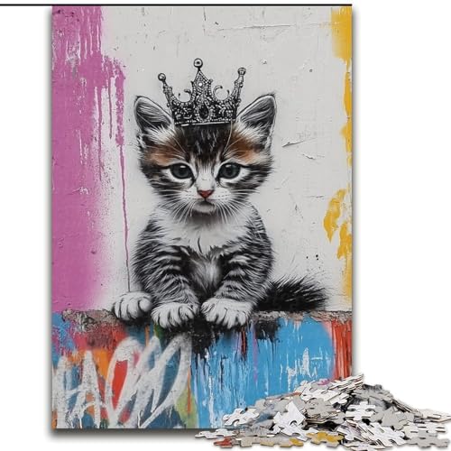 Puzzle 1000 Teile für Teenager, Kätzchenkönig, Spiele, Spielzeug, Geschenk, einzigartige Geburtstags- und Geschenkideen für Kinder ab 14 Jahren (Größe 26x38cm) von MLADSOEHK