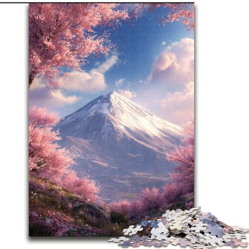 Puzzle 1000 Teile für Teenager, Kirschblüten-Berg Fuji, Spiele, Spielzeug, Geschenk, einzigartige Geburtstags- und Geschenkideen für Kinder ab 14 Jahren (Größe 50x75cm) von MLADSOEHK