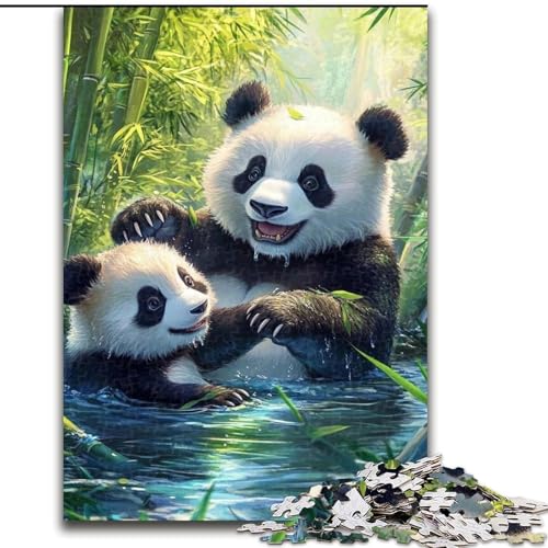 Puzzle 1000 Teile für Teenager, Panda-Geschenke, für Lernspiele, Herausforderungsspielzeug, einzigartige Heimdekoration und Geschenke (Größe 26x38cm) von MLADSOEHK