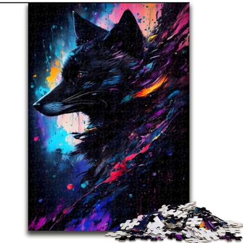 Puzzle 1000 Teile für Teenager, Porträt eines schwarzen Fuchses, Spiele, Spielzeug, Geschenk, einzigartige Geburtstags- und Geschenkideen für Kinder ab 14 Jahren (Größe 50x75cm) von MLADSOEHK