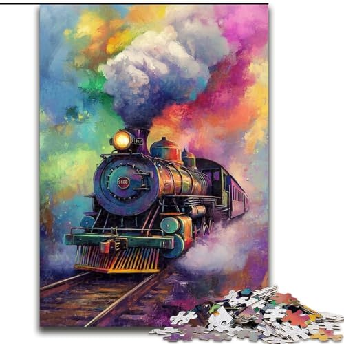 Puzzle 1000 Teile für Teenager, Regenbogenzug, als Lernspiel, Herausforderungsspielzeug, einzigartige Heimdekoration und Geschenke (Größe 26x38cm) von MLADSOEHK