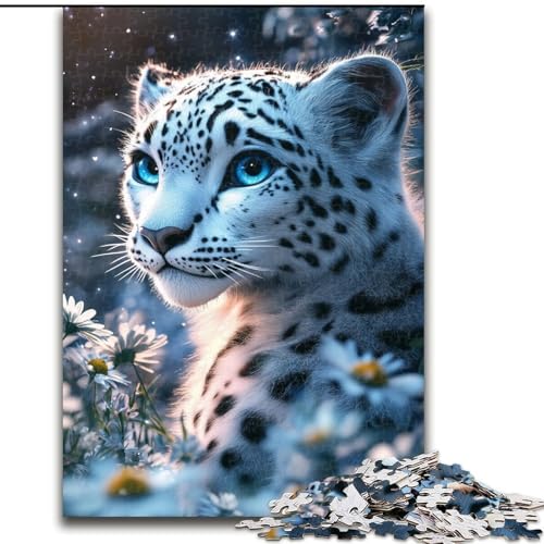 Puzzle 1000 Teile für Teenager, Schneeleopard, für Kinder ab 14 Jahren, jedes Teil ist einzigartig – lustiges und herausforderndes Spiel für die ganze Familie, tolles Geschenk (Größe 50x75cm) von MLADSOEHK