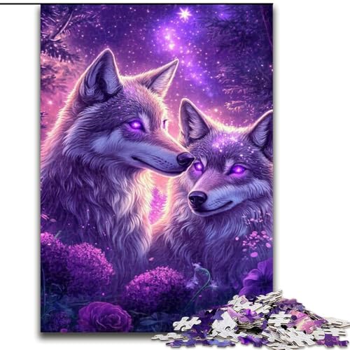 Puzzle 1000 Teile für Teenager, Wolfspaar, als Lernspiel, Herausforderungsspielzeug, einzigartige Heimdekoration und Geschenke (Größe 50x75cm) von MLADSOEHK