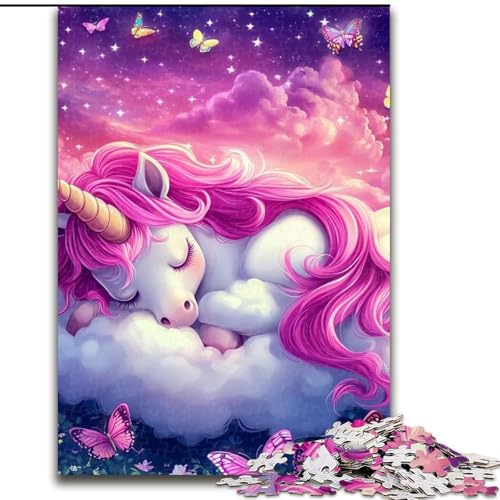 Puzzle 1000 Teile für Teenager, schlafendes Einhorn, Spiele, Spielzeug, Geschenk, einzigartige Geburtstags- und Geschenkideen für Kinder ab 14 Jahren (Größe 26x38cm) von MLADSOEHK