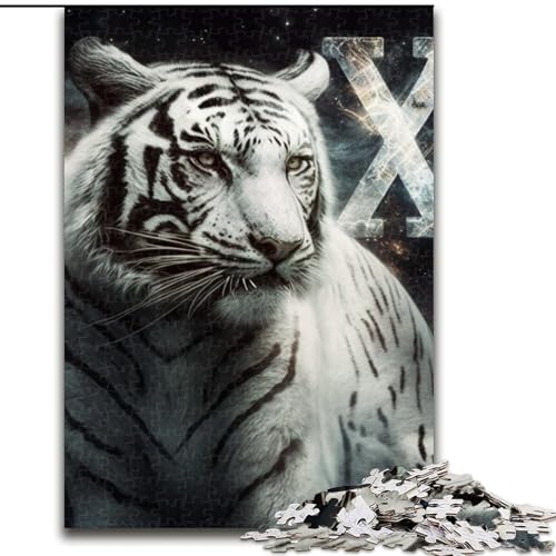 Puzzle 1000 Teile für Teenager, weißer Tiger, für Kinder ab 14 Jahren, jedes Teil ist einzigartig – lustiges und herausforderndes Spiel für die ganze Familie, tolles Geschenk (Größe 50x75cm) von MLADSOEHK