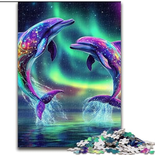 Puzzle 1000 Teile für Teenager Aurora Dolphin, für 14+ Für Familienspaß & Spieleabend Künstlersammlung, Bildende Kunst (Größe 50x75cm) von MLADSOEHK