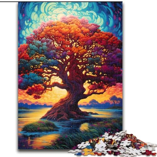 Puzzle 1000 Teile für Teenager-Geschenke, Baum des Lebens Yggdrasil, für Lernspiele, Herausforderungsspielzeug, einzigartige Heimdekoration und Geschenke (Größe 50x75cm) von MLADSOEHK