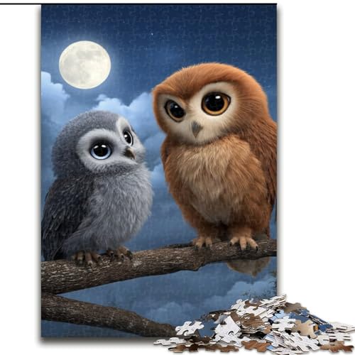 Puzzle 1000 Teile für Teenager-Geschenke, Eule auf dem Baum, für Lernspiele, Herausforderungsspielzeug, einzigartige Heimdekoration und Geschenke (Größe 50x75cm) von MLADSOEHK