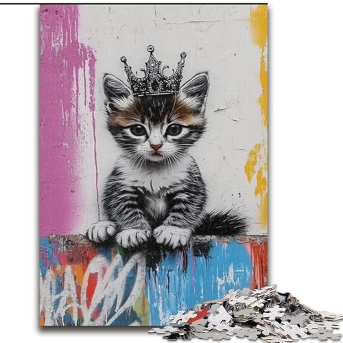 Puzzle 1000 Teile für Teenager-Geschenke, Kätzchenkönig, für Lernspiele, Herausforderungsspielzeug, einzigartige Heimdekoration und Geschenke (Größe 50x75cm) von MLADSOEHK