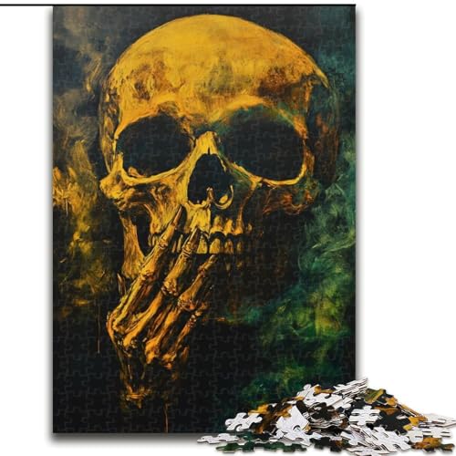 Puzzle 1000 Teile für Teenager-Geschenke, Rauchiger Totenkopf, für Lernspiele, Herausforderungsspielzeug, einzigartige Heimdekoration und Geschenke (Größe 50x75cm) von MLADSOEHK