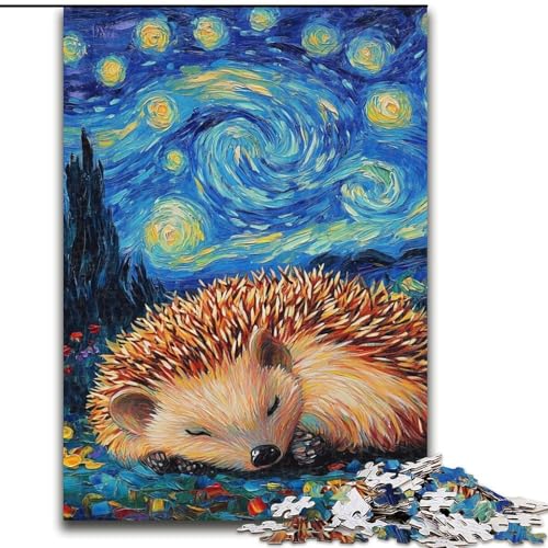 Puzzle für Erwachsene, 1000 Igel-Nachthimmel-Puzzle, anspruchsvolles Denkspiel, Familienaktivität, Heimdekoration, (Größe: 26x38cm) von MLADSOEHK