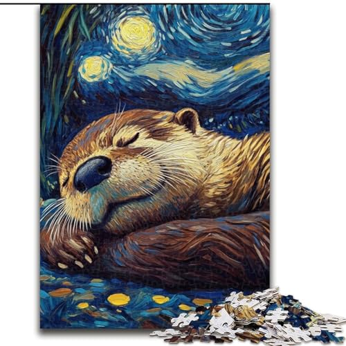 Puzzle für Erwachsene, 1000 Otter-Nachthimmel-Puzzle, anspruchsvolles Denkspiel, Familienaktivität, Heimdekoration, (Größe: 26x38cm) von MLADSOEHK