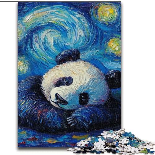 Puzzle für Erwachsene, 1000 Panda-Nachthimmel-Puzzle, anspruchsvolles Denkspiel, Familienaktivität, Heimdekoration, (Größe: 26x38cm) von MLADSOEHK