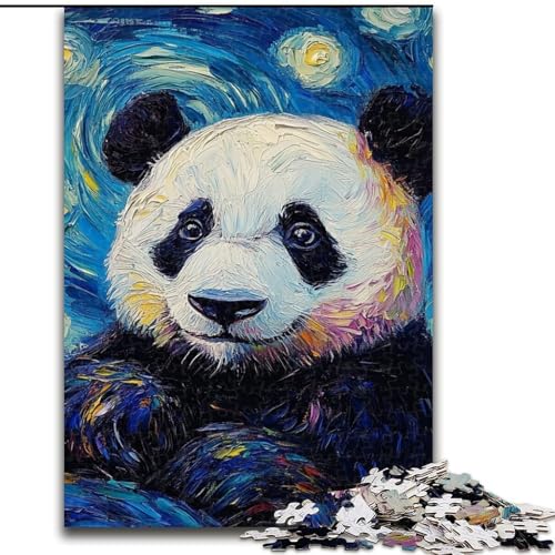 Puzzle für Erwachsene, 1000 Panda-Nachthimmel-Puzzle, anspruchsvolles Denkspiel, Familienaktivität, Heimdekoration, (Größe: 26x38cm) von MLADSOEHK