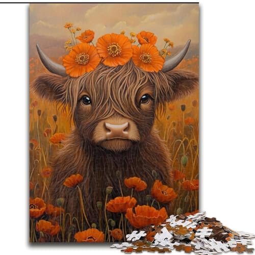 Puzzle für Erwachsene, 1000 Puzzles, Baby Highland Cow, Familienunterhaltungsspielzeug, ganze Familie, ab 14 Jahren (Größe 26x38cm) von MLADSOEHK