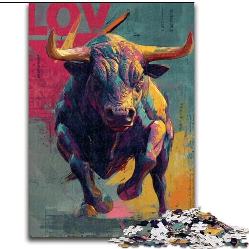 Puzzle für Erwachsene, 1000 Puzzles, Bullentier, Familienunterhaltungsspielzeug, ganze Familie, ab 14 Jahren (Größe 50x75cm) von MLADSOEHK
