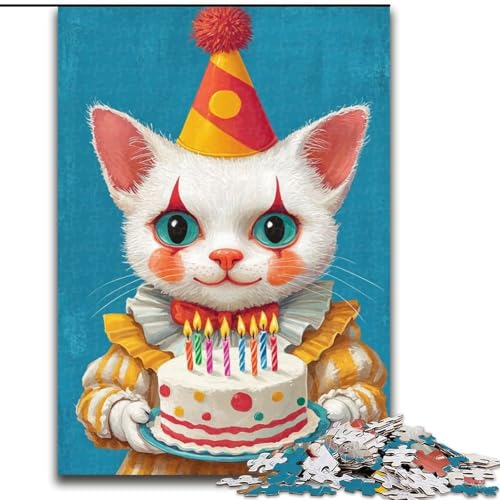 Puzzle für Erwachsene, 1000 Puzzles, Clown-Katze, Familienunterhaltungsspielzeug, ganze Familie, ab 14 Jahren (Größe 26x38cm) von MLADSOEHK