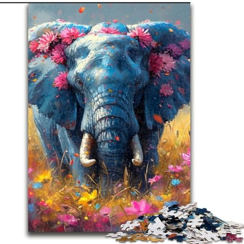 Puzzle für Erwachsene, 1000 Puzzles, Elefanten-Aquarell, Familienunterhaltungsspielzeug, ganze Familie, ab 14 Jahren (Größe 50x75cm) von MLADSOEHK