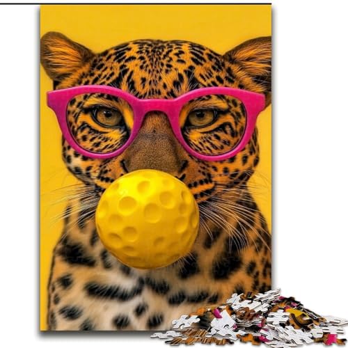 Puzzle für Erwachsene, 1000 Puzzles, Goldener Leopard, Familienunterhaltungsspielzeug, ganze Familie, ab 14 Jahren (Größe 50x75cm) von MLADSOEHK