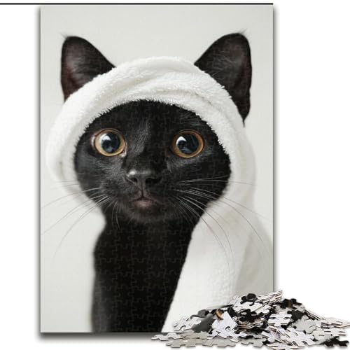 Puzzle für Erwachsene, 1000 Puzzles, Katze mit Turban, Familienunterhaltungsspielzeug, ganze Familie, ab 14 Jahren (Größe 50x75cm) von MLADSOEHK