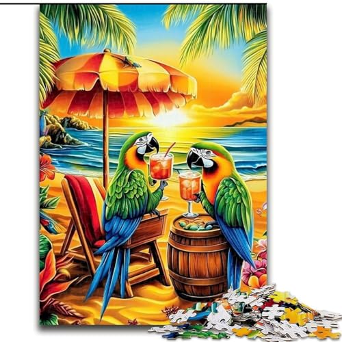 Puzzle für Erwachsene, 1000 Puzzles, Papagei im Urlaub, Familienunterhaltungsspielzeug, ganze Familie, ab 14 Jahren (Größe 50x75cm) von MLADSOEHK