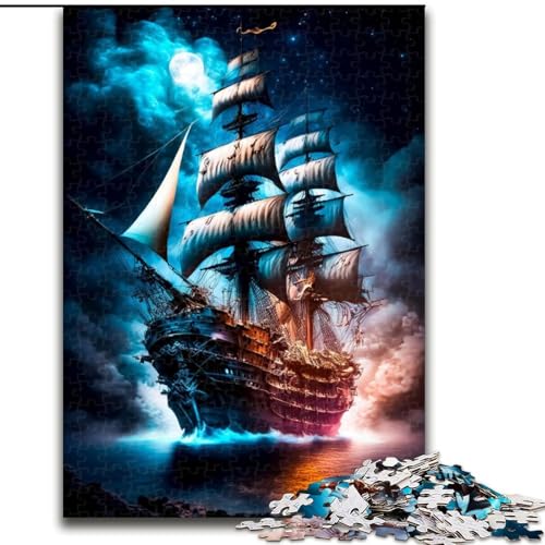 Puzzle für Erwachsene, 1000 Puzzles, Piratenschiff, Familienunterhaltungsspielzeug, ganze Familie, ab 14 Jahren (Größe 50x75cm) von MLADSOEHK