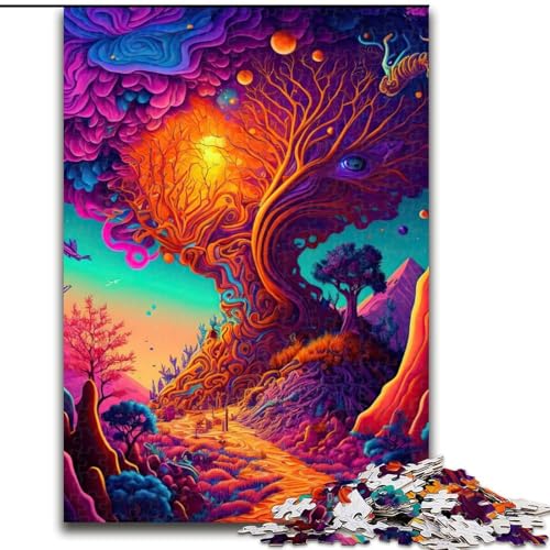 Puzzle für Erwachsene, 1000 Puzzles, psychedelische Natur, Familienunterhaltungsspielzeug, ganze Familie, ab 14 Jahren (Größe 50x75cm) von MLADSOEHK