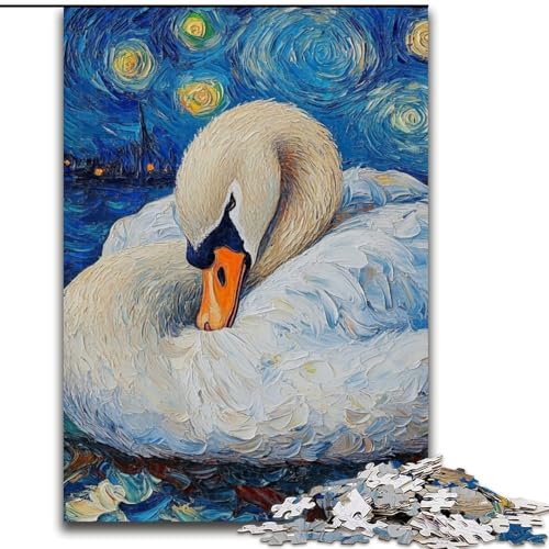 Puzzle für Erwachsene, 1000 Puzzles zum Schwanen-Nachthimmel, anspruchsvolles Denkspiel, Familienaktivität, Heimdekoration, (Größe: 50x75cm) von MLADSOEHK