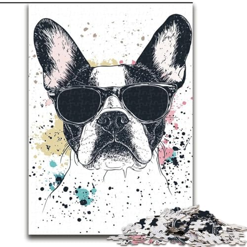 Puzzle für Erwachsene, 1000 Teile, Aquarell, Französische Bulldogge, Lernspiele, Heimdekoration, ganze Familie (Größe 50x75cm) von MLADSOEHK