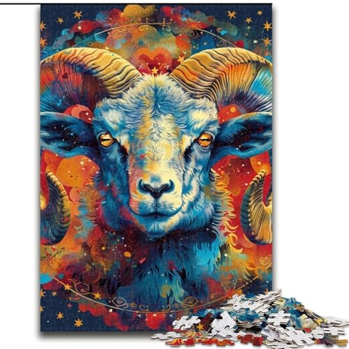 Puzzle für Erwachsene, 1000 Teile, Aquarell-Argali, Denksportaufgabe zur Wanddekoration, einzigartige Geburtstags 14-Jährige (Größe 50x75cm) von MLADSOEHK