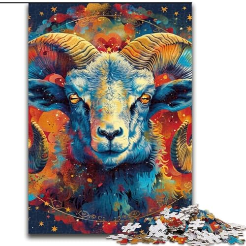 Puzzle für Erwachsene, 1000 Teile, Aquarell-Argali, geeignet für Kinder ab 14 Jahren, Lernspiele für Zuhause, DIY-Spielzeug, Kunstwerk, Geschenk (Größe 26x38cm) von MLADSOEHK