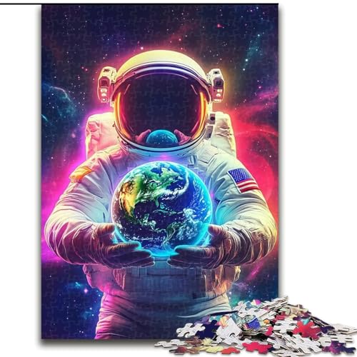 Puzzle für Erwachsene, 1000 Teile, Astronaut hält die Erde, Lernspiele, Heimdekoration ganze Familie (Größe 26x38cm) von MLADSOEHK