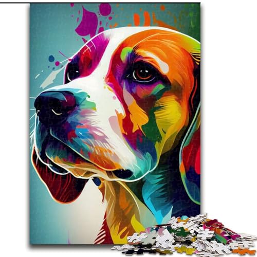 Puzzle für Erwachsene, 1000 Teile, Beagle, bunt, Spielzeug, Lernspiele, Stressabbau, einzigartige Heimdekoration und Geschenke (Größe 50x75cm) von MLADSOEHK