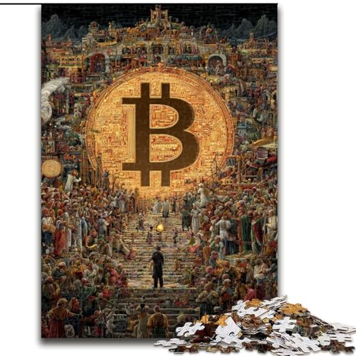 Puzzle für Erwachsene, 1000 Teile, Bitcoin, hilft dem Gehirn, süchtig machendes Spielzeug zu trainieren, um Geduld zu fördern, perfekte Dekoration (Größe 26x38cm) von MLADSOEHK