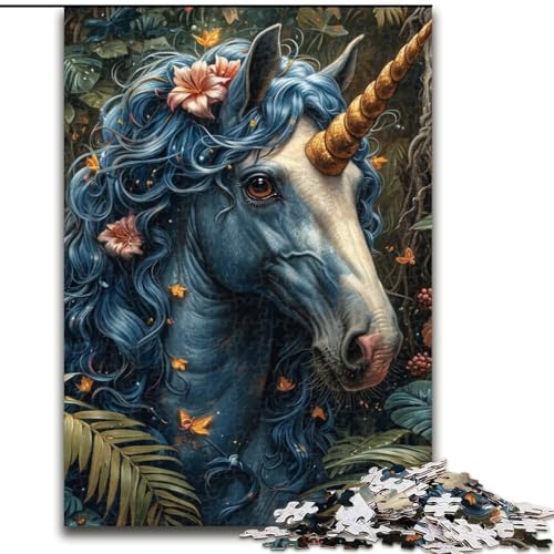 Puzzle für Erwachsene, 1000 Teile, Blumen-Einhorn, für Kinder ab 14 Jahren Jedes Teil ist einzigartig – lustiges und herausforderndes Spiel für die ganze Familie Tolles Geschenk (Größe 26x38cm) von MLADSOEHK
