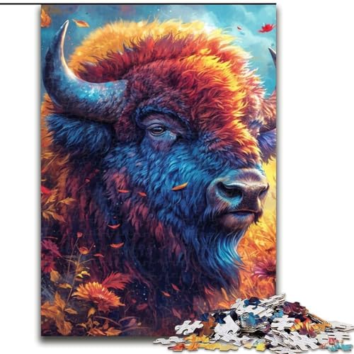 Puzzle für Erwachsene, 1000 Teile, Blumen und Bisons, für Kinder ab 14 Jahren Jedes Teil ist einzigartig – lustiges und herausforderndes Spiel für die ganze Familie Tolles Geschenk (Größe 26x38cm) von MLADSOEHK