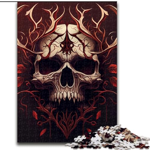 Puzzle für Erwachsene, 1000 Teile, Blumenschädel, für Kinder ab 14 Jahren, Heimdekoration als Geschenk für die ganze Familie und Freunde (Größe 50x75cm) von MLADSOEHK