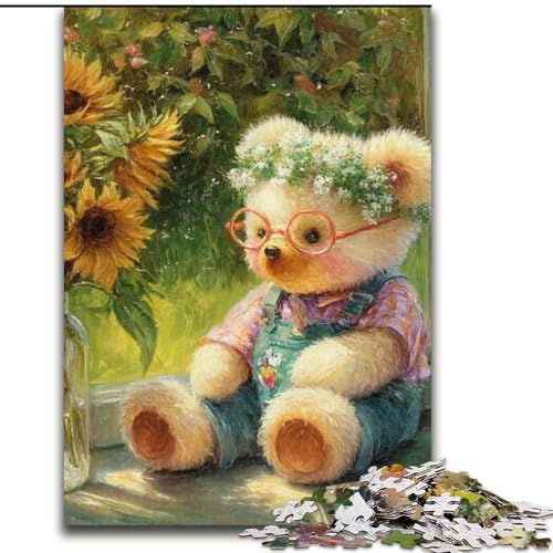 Puzzle für Erwachsene, 1000 Teile, Cartoon-Teddybär, für Kinder ab 14 Jahren, Lernspiel, Herausforderung, Spielzeug, Geschenk zum Geburtstag (Größe 26x38cm) von MLADSOEHK