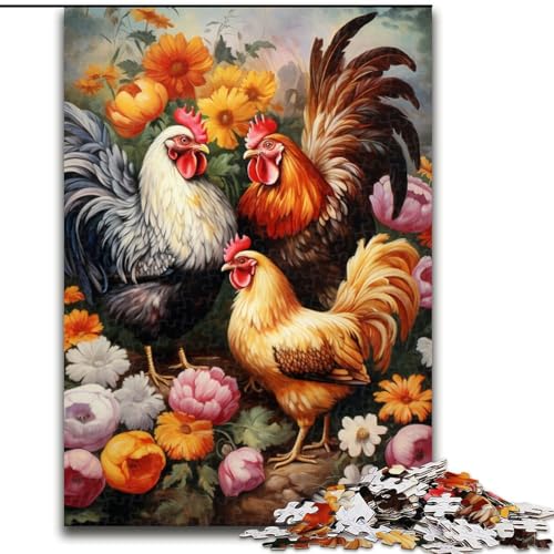 Puzzle für Erwachsene, 1000 Teile, DREI Hähne, für Kinder ab 14 Jahren, jedes Teil ist einzigartig – lustiges und herausforderndes Spiel für die ganze Familie, tolles Geschenk (Größe 50x75cm) von MLADSOEHK