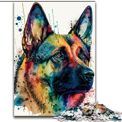 Puzzle für Erwachsene, 1000 Teile, Deutscher Schäferhund, perfekt für Teenager, Familienzusammenhalt, Denksportaufgabe und DIY-Geschenk zur Heimdekoration (Größe: 26x38cm) von MLADSOEHK