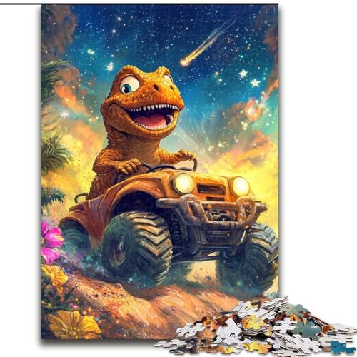 Puzzle für Erwachsene, 1000 Teile, Dinosaurier, der EIN Auto fährt, für Kinder ab 14 Jahren, Lernspiel, Herausforderung, Spielzeug, Geschenk zum Geburtstag (Größe 50x75cm) von MLADSOEHK